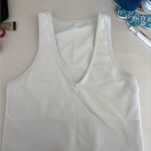 Athleta White Ribbed Tank Top